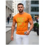 Oranžové pánske tričko s nápisom DIFFERENT - M
