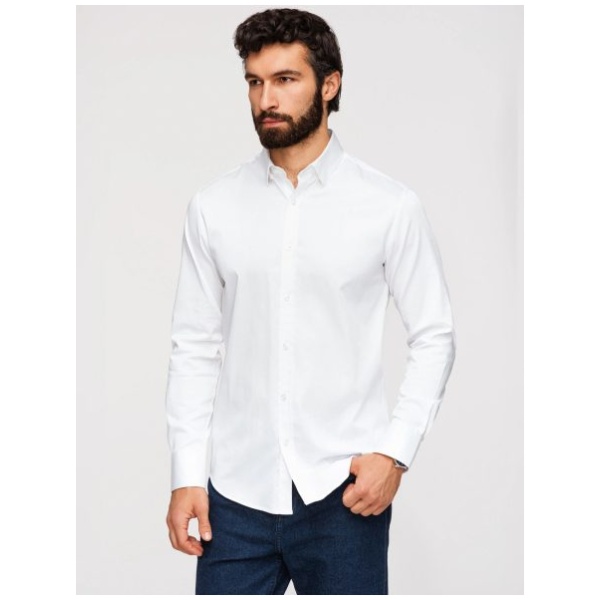 Pánska hladká biela FIT SLIM košeľa V1 SHOS-0211 - XL