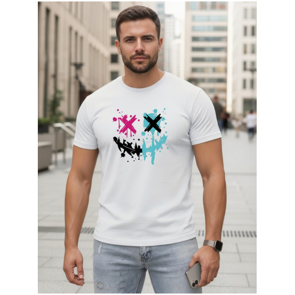Pánske biele bavlnené tričko streetwear Dstreet NX5100R