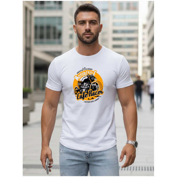Pánske biele tričko s potlačou Dstreet NX5095R