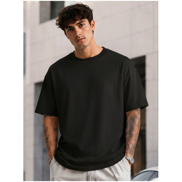 Pánske čierne bavlnené oversize tričko Dstreet RX5682