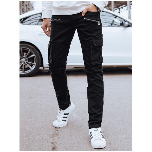 Pánske čierne cargo nohavice Dstreet UX4237
