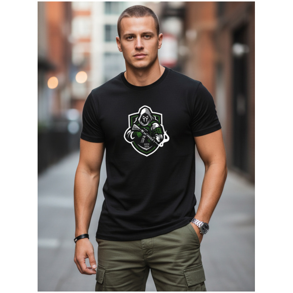 Pánske čierne streetwear tričko s potlačou Dstreet NX088R
