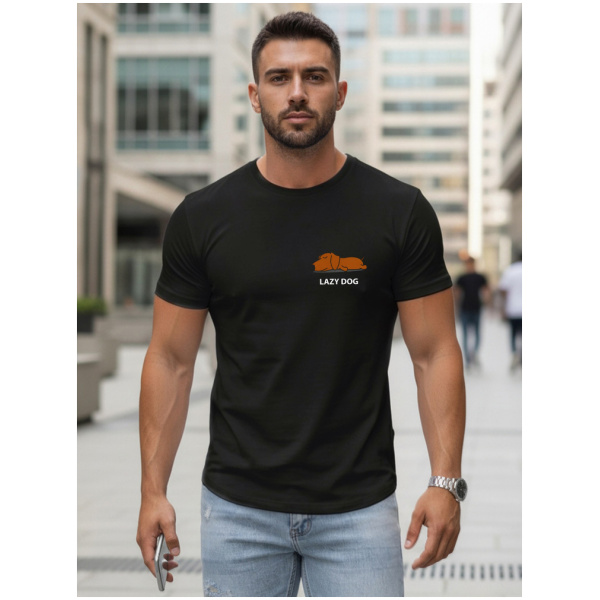 Pánske čierne tričko s minimalistickou potlačou Dstreet NX5096R
