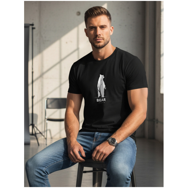 Pánske čierne tričko s nápisom BEAR NX062R