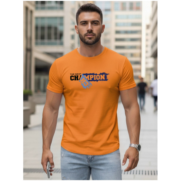 Pánske oranžové tričko s potlačou Dstreet NX5017R