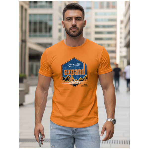 Pánske oranžové tričko s potlačou EXPAND Dstreet NX5004R