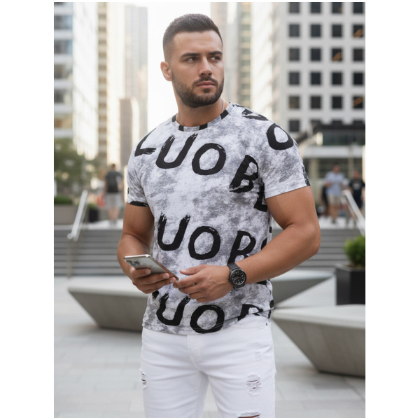 Pánske svetlosivé tričko s potlačou Dstreet RX5675