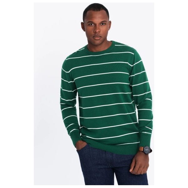 Pánsky zelený sveter s pásikmi V4 SWSW-0143 - L