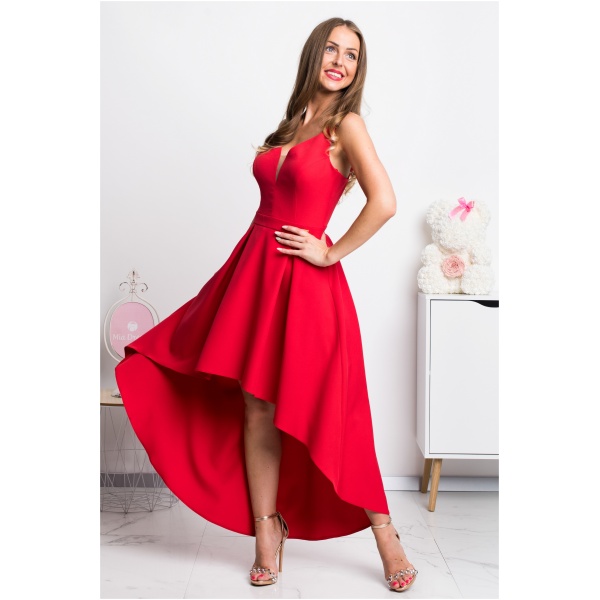 Parisse Červené asymetrické šaty Veľkosť: M