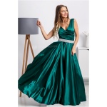 Parisse Smaragdové spoločenské šaty so štrasovým opaskom Veľkosť: L