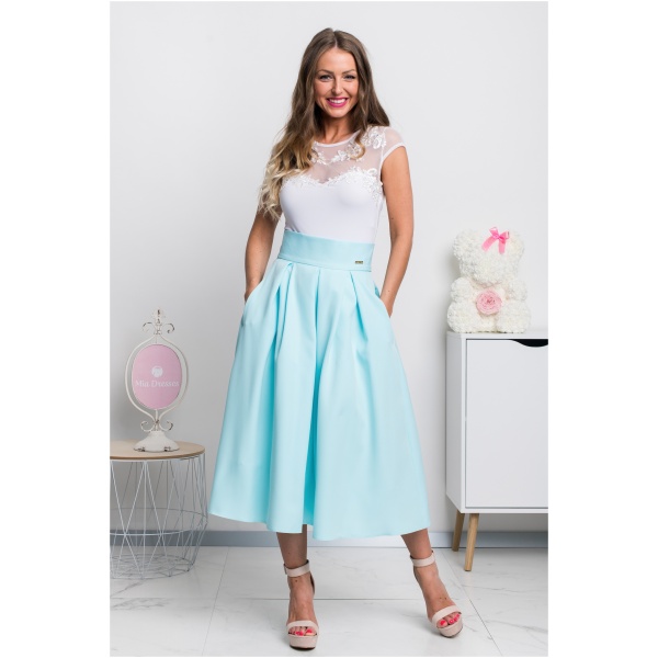 Parisse Svetlomodrá áčková midi sukňa Veľkosť: L