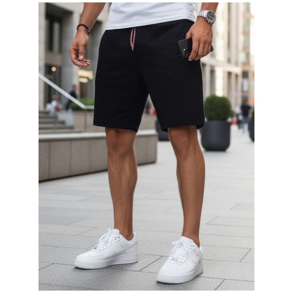 Pohodlné čierne kraťasy s logom - XL