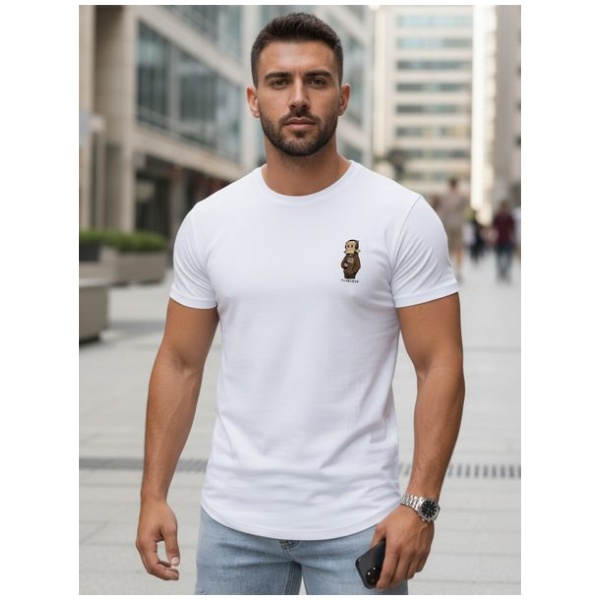 Pútavé biele pánske tričko s trendy logom - XL