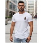 Pútavé biele pánske tričko s trendy logom - XXL