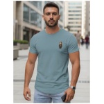 Pútavé modré pánske tričko s trendy logom - XXL