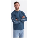 Pútavé tmavomodré tričko s dlhým rukávom  V1 LSCL-0127 - XL