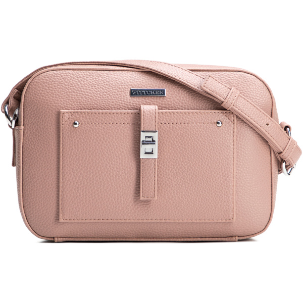 Ružová crossbody kabelka z imitácie kože s prešívaním a ozdobnými cvokmi 29-4Y-001-B55