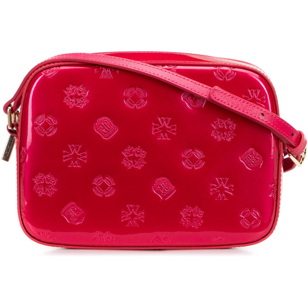 Ružová crossbody kabelka z lakovanej kože 29-4E-025-P