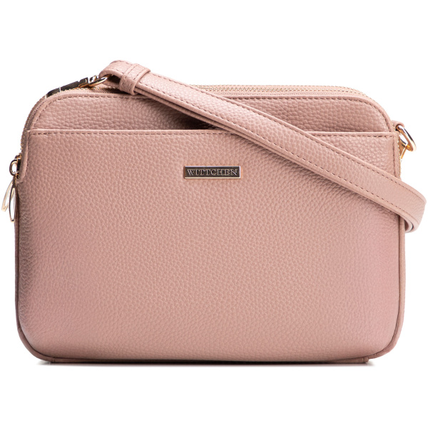Ružová trojkomorová crossbody kabelka z imitácie kože s predným vreckom 29-4Y-020-B5