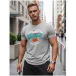 Šedé pánske tričko s potlačou Dstreet RX5401