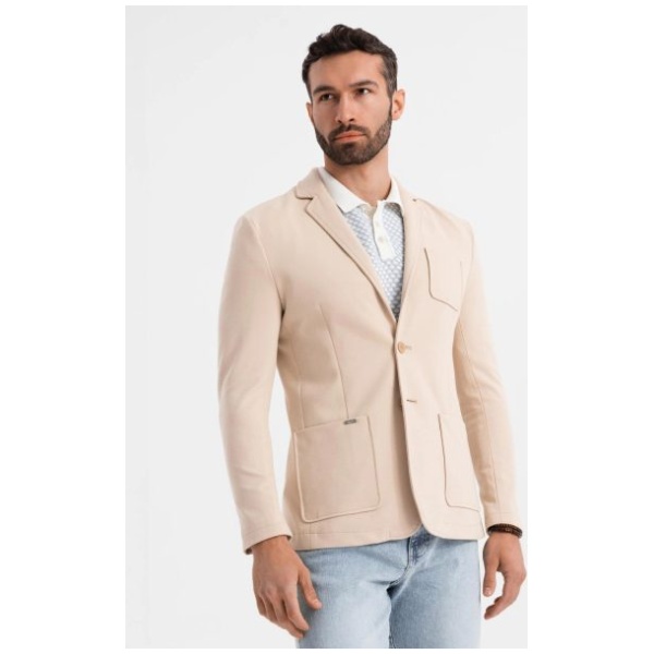 Športové béžové slim fit sako V5 BLZB-0101 - L