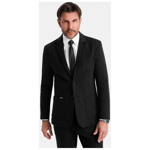 Športové čierne slim fit sako V2 BLZB-0101 - S