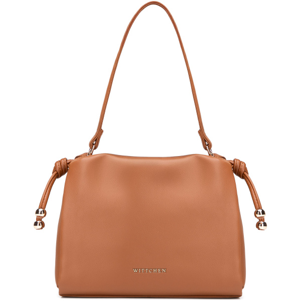 Svetlohnedá crossbody kabelka z imitácie kože so šnúrkami 102-4Y-406-5