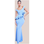 Svetlomodré priliehavé šaty s volánikmi Veľkosť: XL