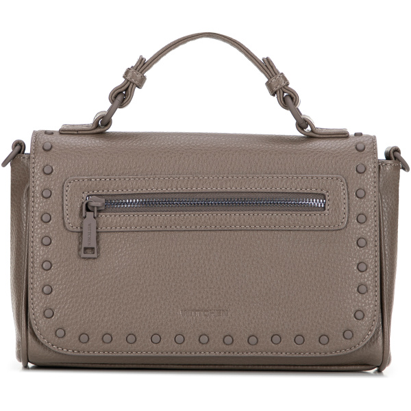 Tmavobéžová crossbody kabelka z imitácie kože s klopou 101-4Y-701-9