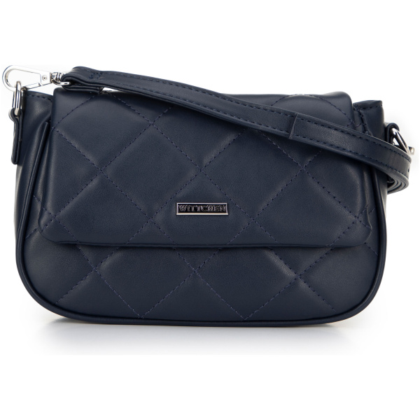 Tmavomodrá crossbody kabelka z imitácie kože s prešívaním 29-4Y-609-7