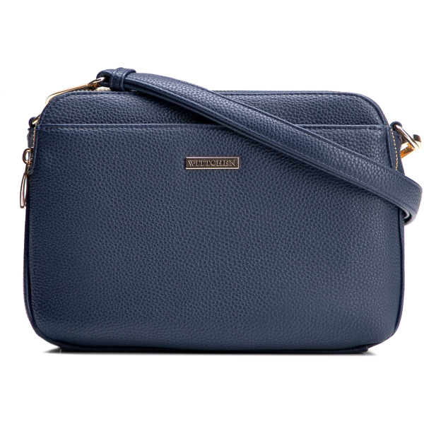 Tmavomodrá trojkomorová crossbody kabelka z imitácie kože 29-4Y-020-B7