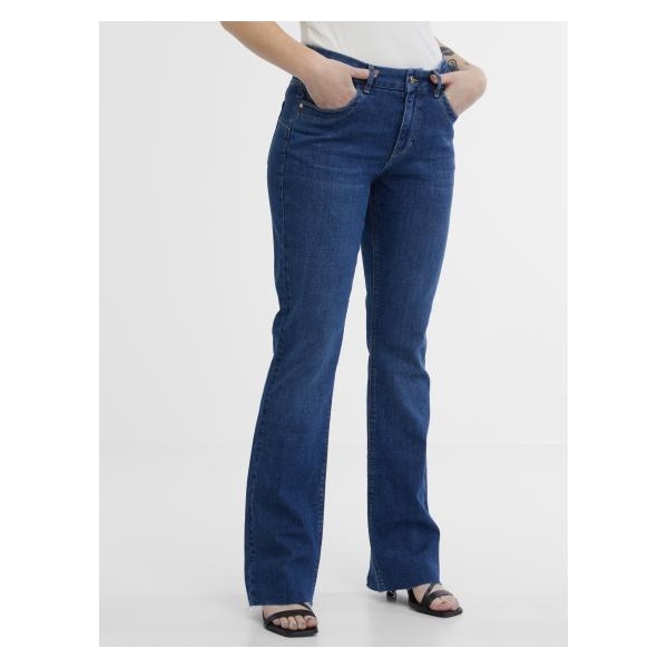 Tmavomodré dámske džínsy bootcut