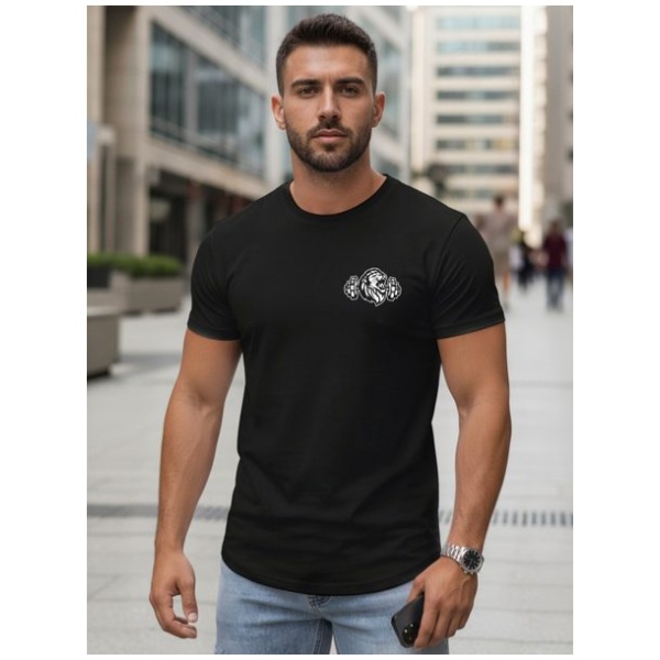 Trendy čierne pánske tričko s logom - XL
