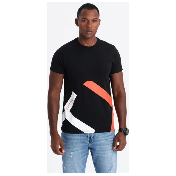 Trendy čierne tričko s krátkym rukávom V1 TSPT-0219 - S