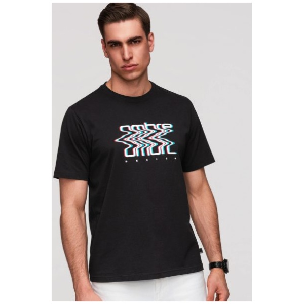 Trendy čierne tričko s nápisom v 3D efekte V1 TSPT-0286 - XXL