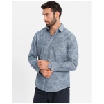 Trendy  šedá košeľa s potlačou kvetov V3 SHCS-0157 - L