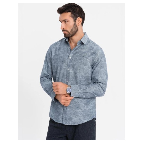 Trendy  šedá košeľa s potlačou kvetov V3 SHCS-0157 - L