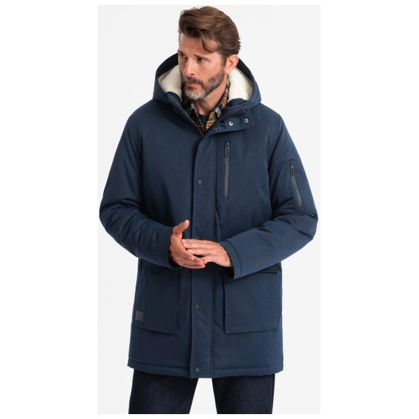 Trendy tmavo modrá pánska parka na zimu V2 JALJ-0181 - M