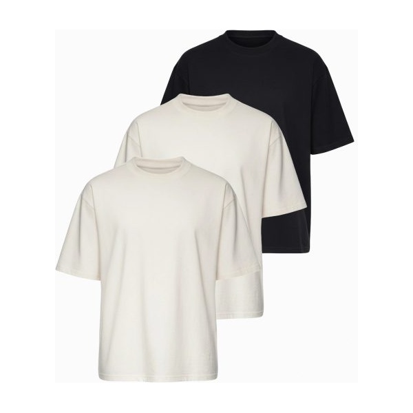 Trojbalenie mix oversize tričiek biele/biele/čierne TSBC-0291 - L