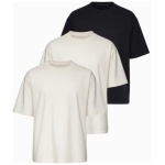 Trojbalenie mix oversize tričiek biele/biele/čierne TSBC-0291 - M
