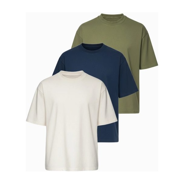 Trojbalenie mix oversize tričiek biele/modré/olivové TSBC-0291 - L