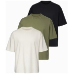 Trojbalenie mix oversize tričiek biele/olivové/čierne TSBC-0291 - M