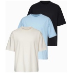 Trojbalenie mix oversize tričiek čierne/svetlo-modré/biele TSBC-0291 - L