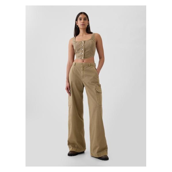 Vrecovité khaki nohavice Cargo s vreckami