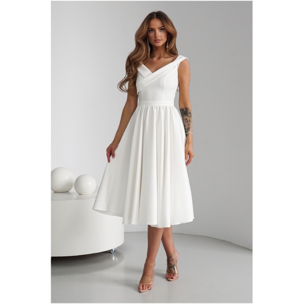 Warsaw Dress Biele áčkové midi šaty Veľkosť: M