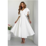 Warsaw Dress Biele midi šaty s volánovými rukávmi Veľkosť: XXL