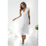 Warsaw Dress Biele tylové midi šaty Veľkosť: M