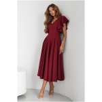 Warsaw Dress Bordové midi šaty s volánovými rukávmi Veľkosť: 4XL