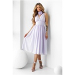 Warsaw Dress Fialové šifónové midi šaty s ružou Veľkosť: L